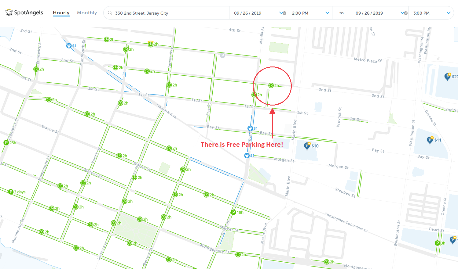 map of street parking in Jersey City - SpotAngels